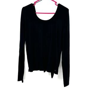 Fabletics Size Medium Top Shirt Black‎ Tie Front Long Sleeve Athleisure Casual